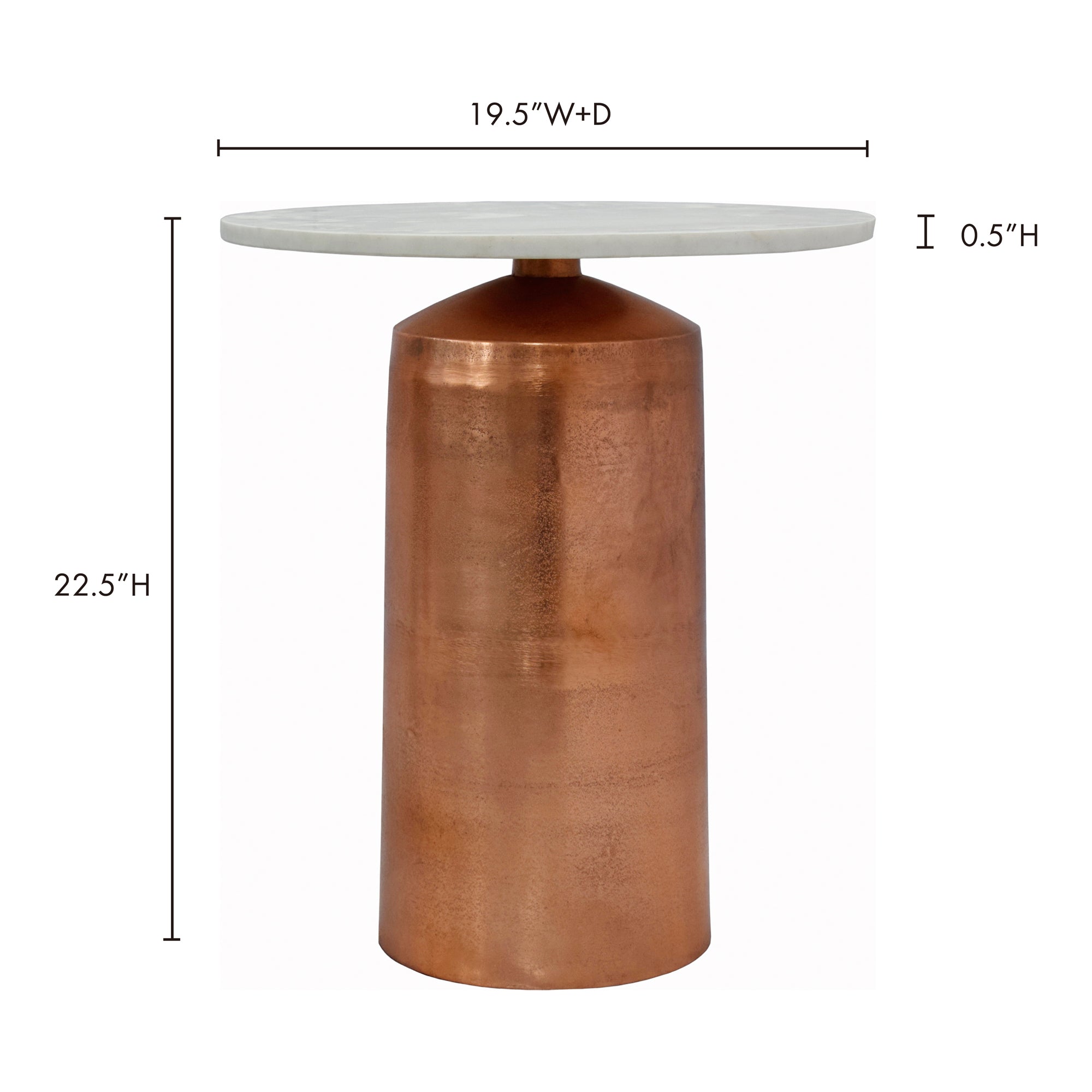 Jackie Marble and Copper Accent Table - Modern Side Table for Living Room, Bedroom, or Office Decor - Perfect End Table for Small Spaces and Home Styling