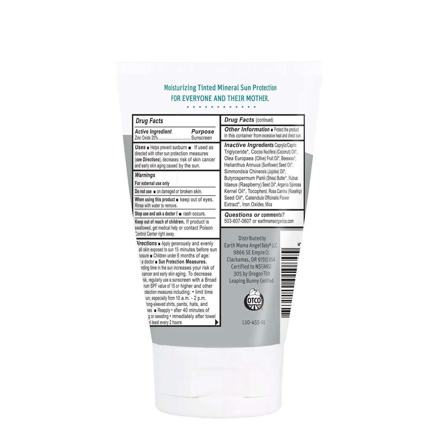 Earth Mama Organics Tinted Mineral Sunscreen Lotion SPF 25 - Natural & Organic Sun Protection for Face & Body - Safe for Sensitive Skin & Pregnancy - Perfect for Daily Use, Beach & Outdoor Activities
