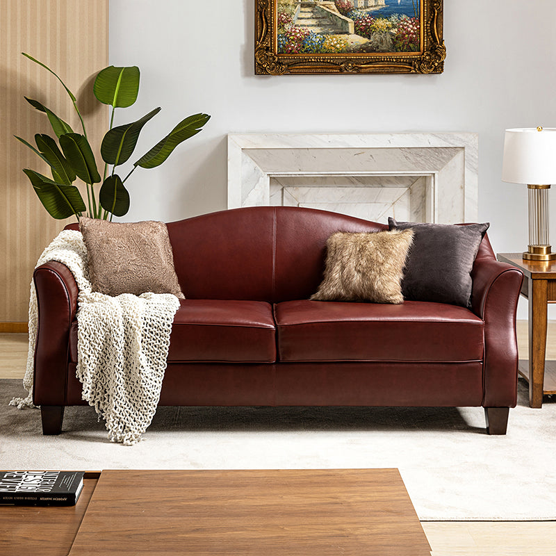 Hugo Traditional Style Curved Genuine Leather Sofa - Elegant Living Room Furniture for Home, Office & Lounge Decor
