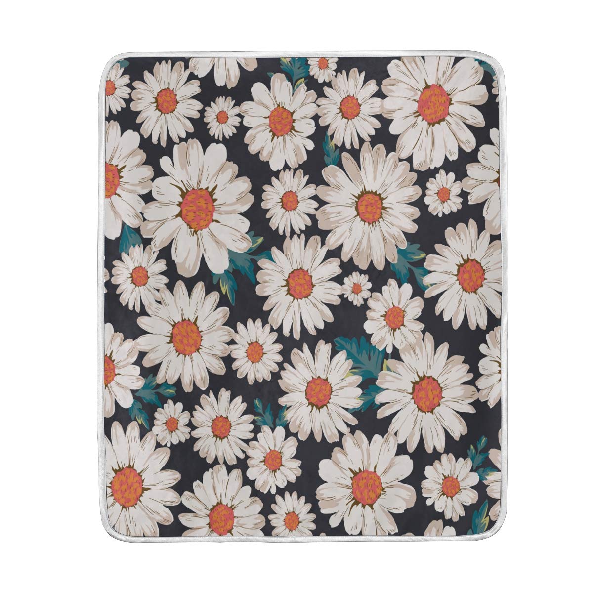 OPRINT Floral Daisy Pattern Bed Blanket - Lightweight Soft Warm Throw (50x60 inches) for Women, Sofa, Couch - Perfect for Home Decor, Living Room Coziness & Gift Giving