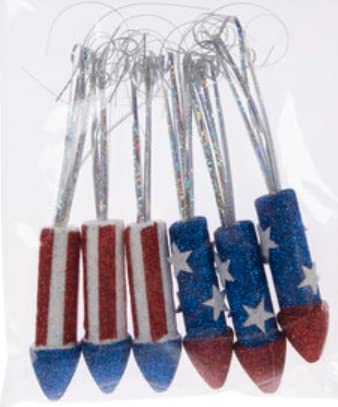 Red White and Blue Glitter Firecrackers - Patriotic 4th of July Decorations, 6 Inch DIY Craft Supplies for Home, Party & Holiday Celebrations