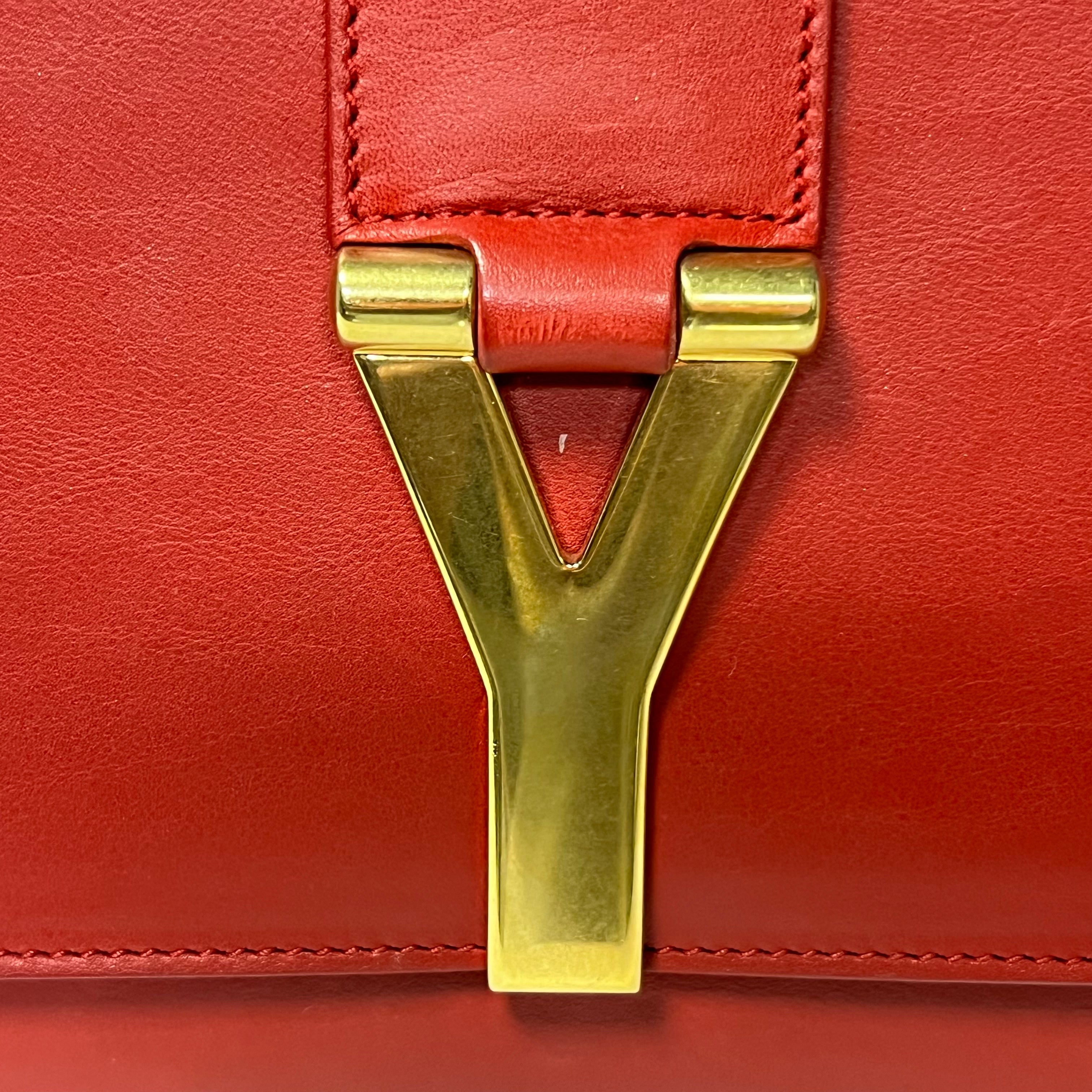 SAINT LAURENT Y Ligne Clutch Bag in Red | Luxury Designer Crossbody Clutch for Women | Perfect for Evening Parties, Weddings & Special Occasions