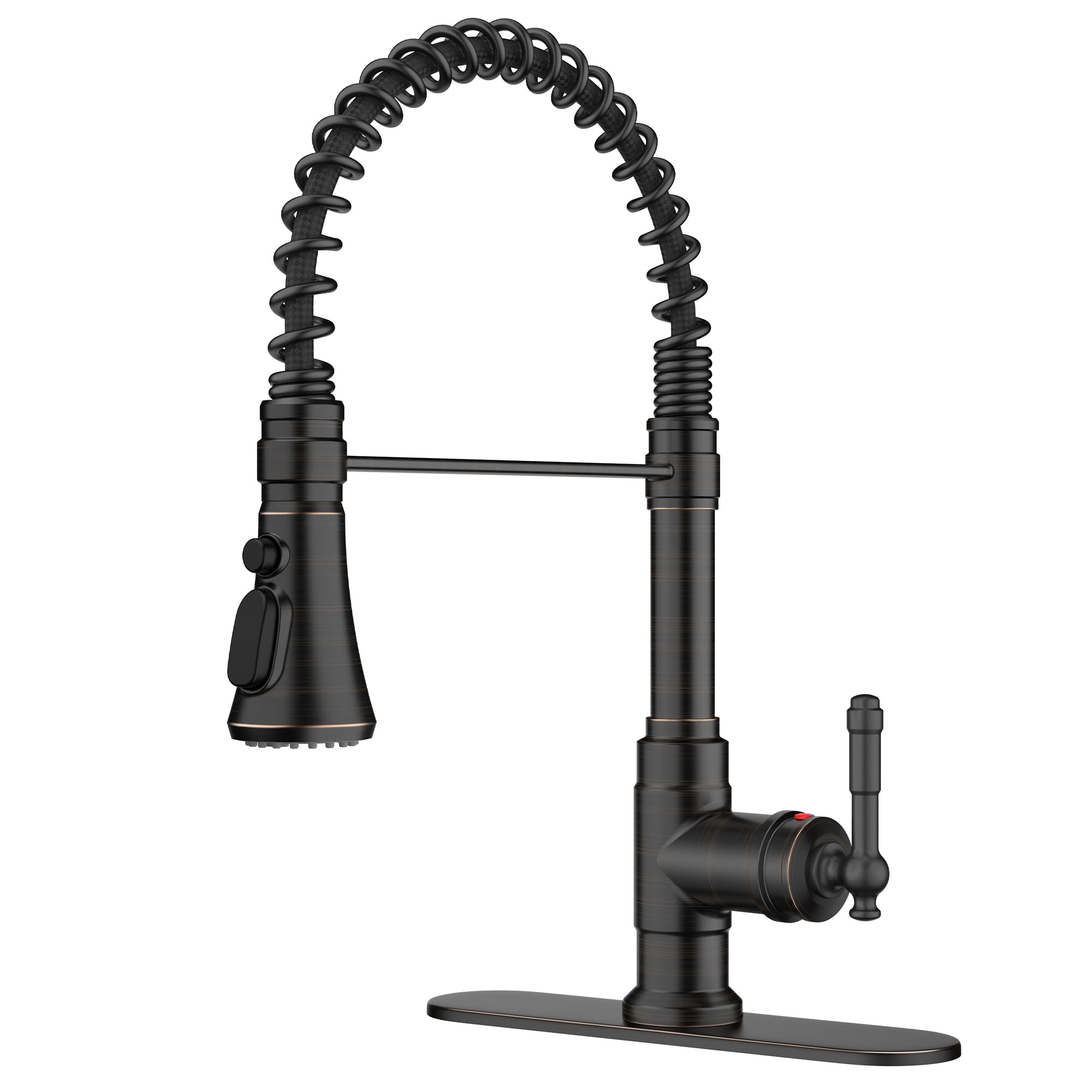 Vintage Oil Rubbed Bronze Kitchen Faucet with Pull Down Sprayer - High Arc Single Handle Antique Spring Sink Faucet for Farmhouse, RV, Camper & Laundry (1 or 3 Hole Installation) | Perfect for Rustic Home Decor & Small Space Living