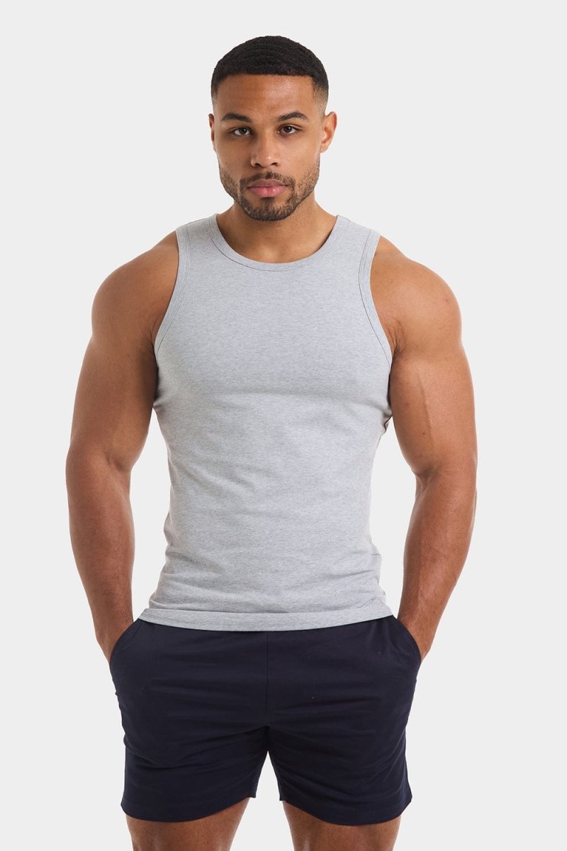 Men's Athletic Fit Tank Top - Breathable Grey Marl Workout Shirt for Gym, Running & Active Lifestyle