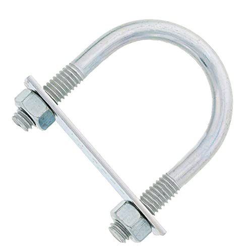 Chicago Hardware Zinc Plated Round Bend U-Bolt with Plate - Heavy Duty Metal Fastener for Automotive, Marine & Construction Applications