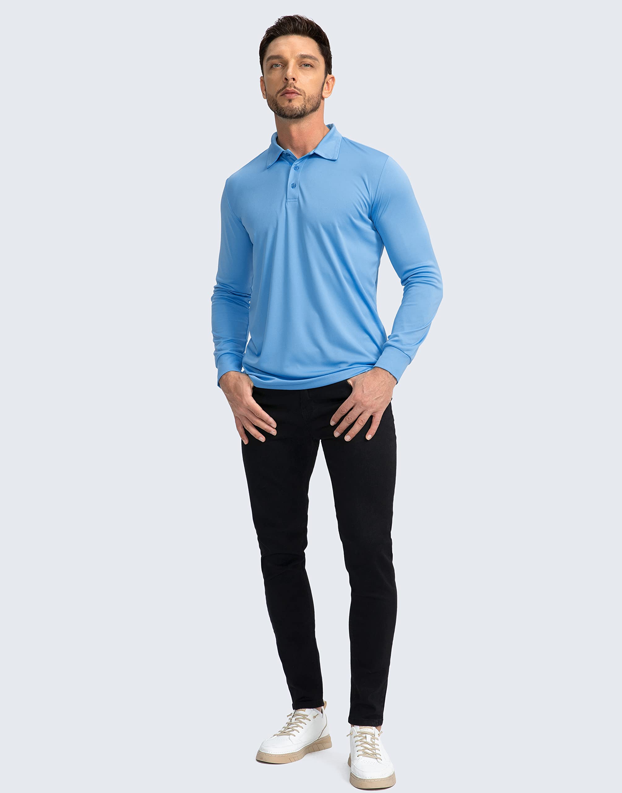 Men's Long Sleeve Polo Shirt - UPF 50+ Sun Protection Golf Shirt, Lightweight & Breathable for Work, Fishing & Outdoor Activities | Perfect for Golfing, Hiking & Summer Wear