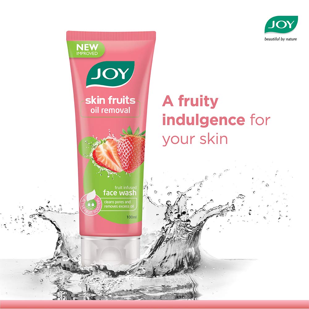 Joy Skin Fruits Oil Removal Strawberry Face Wash - 2 Pack (2 x 100ml) - Gentle Cleansing for Oily & Acne-Prone Skin - Perfect for Morning & Night Skincare Routine