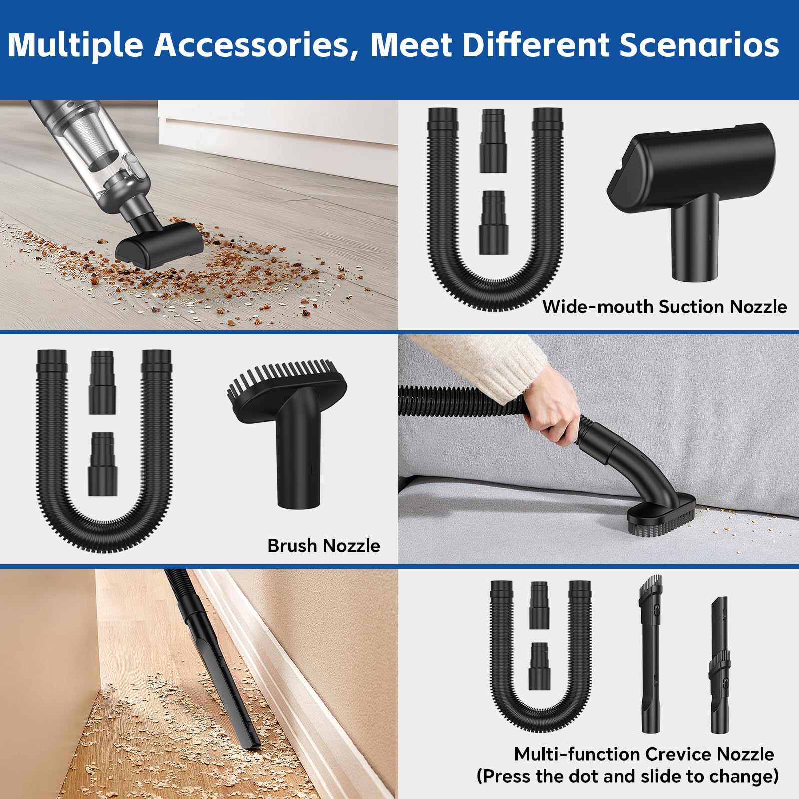 Cordless Handheld Car Vacuum Cleaner - 9500PA Powerful Suction, Portable & Lightweight with LED Light | Large Capacity Battery for Long Lasting Cleaning | Perfect for Home, Office & Car Interior Cleaning