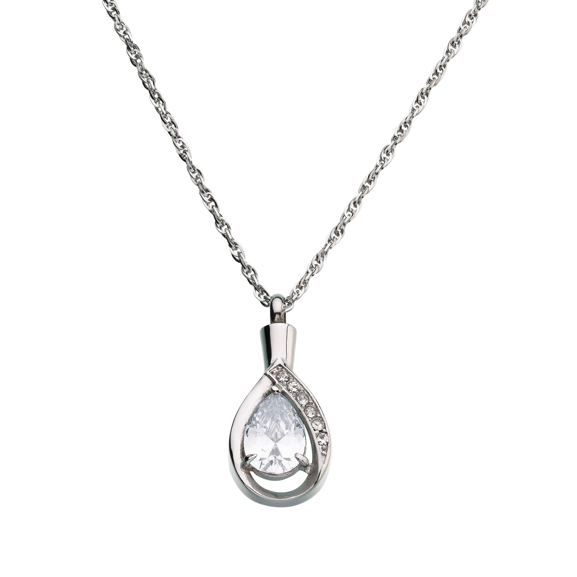 Lillian Rose Silver Tear Drop Sympathy Memorial Necklace - 1.2 Inch Pendant for Remembrance Jewelry - Perfect for Funeral, Memorial Service & Keepsake Gift