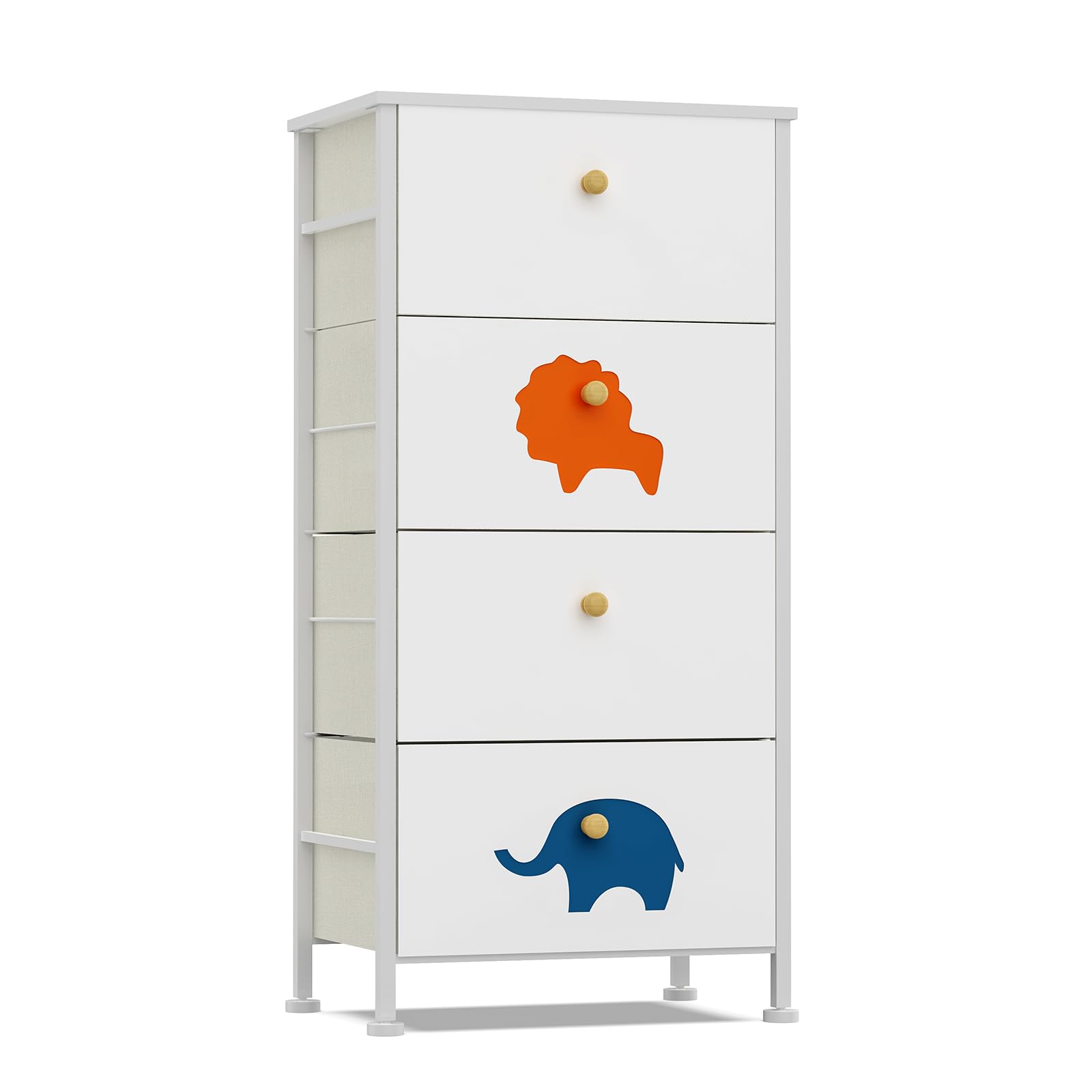 FRAPOW Kids Dresser for Bedroom - 4 Fabric Drawers Baby Dresser with Wood Top & Metal Frame, Tall Storage Organizer for Toddler Clothes, Toys & Nursery Essentials | Perfect for Nursery, Bedroom, Closet & Small Apartment Organization