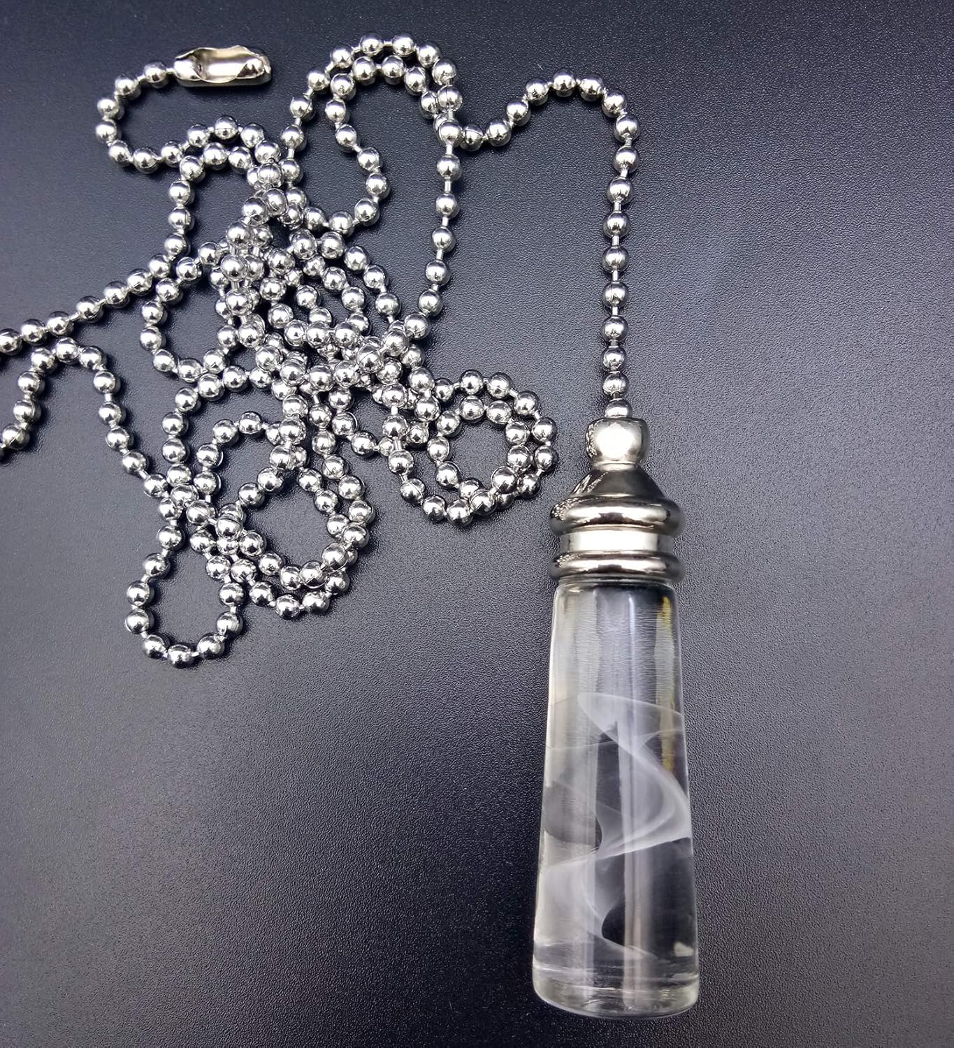 NewZC 100cm Light Pull Chain Extension with Ball Chain - Chrome Crystal Cylinder Handle for Bathroom Toilet Lights, Ceiling Fan Switches & Window Blinds | Durable Cord Pull Weight for Home Lighting Fixtures