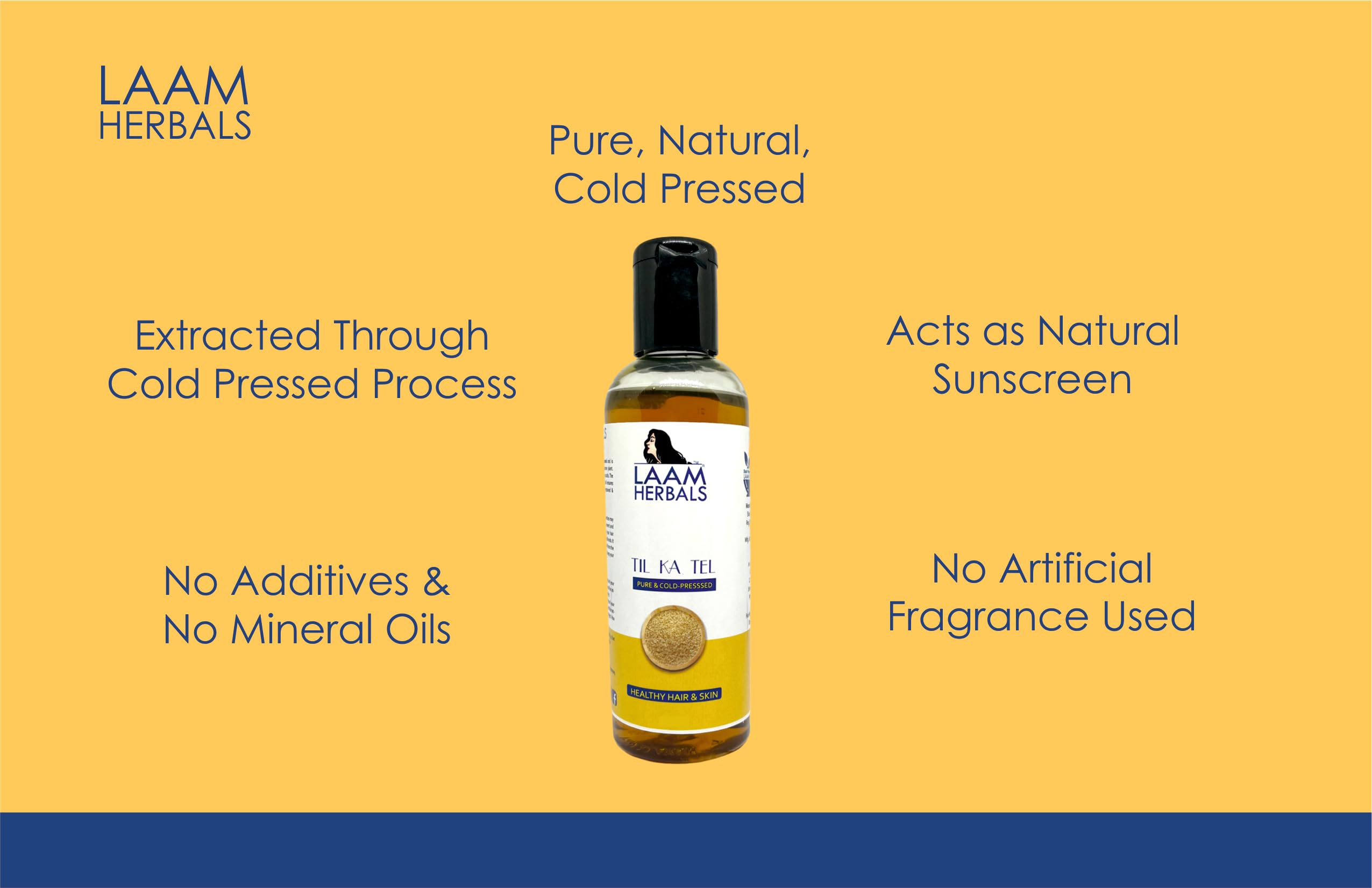 Organic Cold Pressed White Sesame Oil (Til Ka Tel) for Hair Growth, Skin Care & Wellness - Pure Multi-Purpose Ayurvedic Oil for Massage, Cooking & Natural Remedies