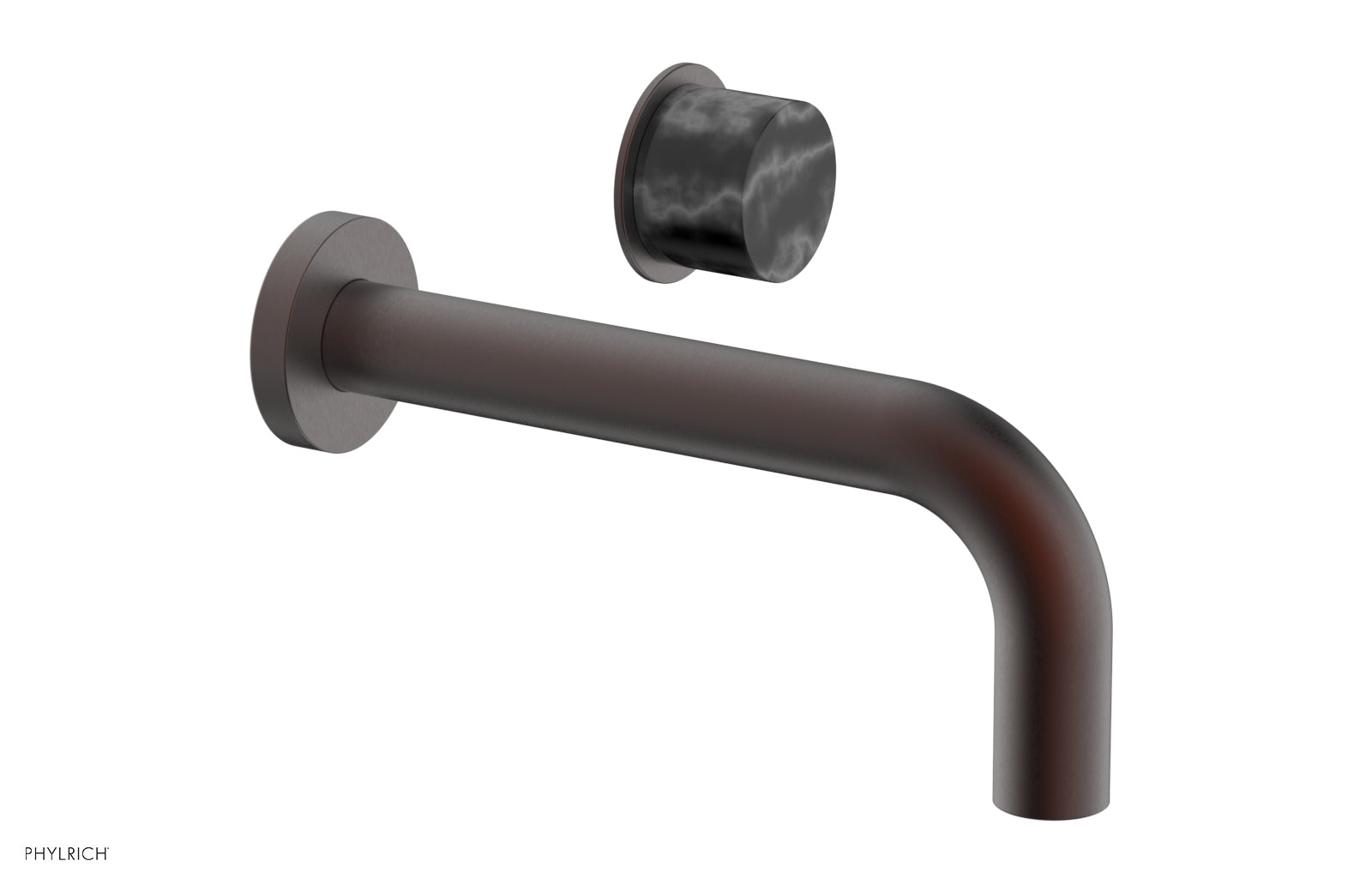 Premium Single Handle Wall Mount Lavatory Faucet - Black Marble Handle (Model 230-17) for Bathroom Sink & Powder Room Upgrade