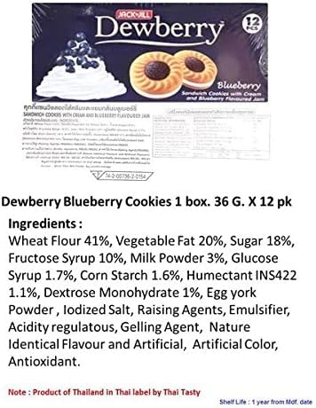 Premium Dewberry Sandwich Cookies with Cream & Blueberry Jam - 36g Pack of 12 | Delicious Snacks for Office, School & Tea Time | By Benjawan Shop