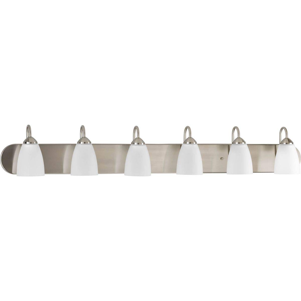 6-Light Brushed Nickel Bathroom Vanity Light with Etched Glass - Elegant Traditional Style for Bathroom, Powder Room, and Dressing Area Lighting