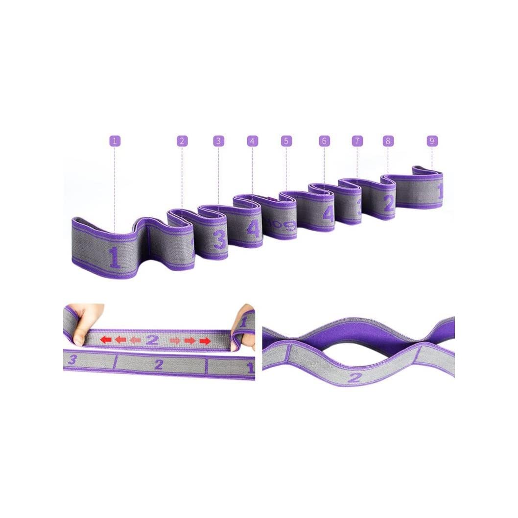 Premium Elastic Yoga Stretch Band - High-Quality Polyester Resistance Loop for Yoga, Pilates, Gym & Fitness Training (Purple, 85-105cm) - Perfect for Home Workouts, Physical Therapy & Dance Stretching Exercises