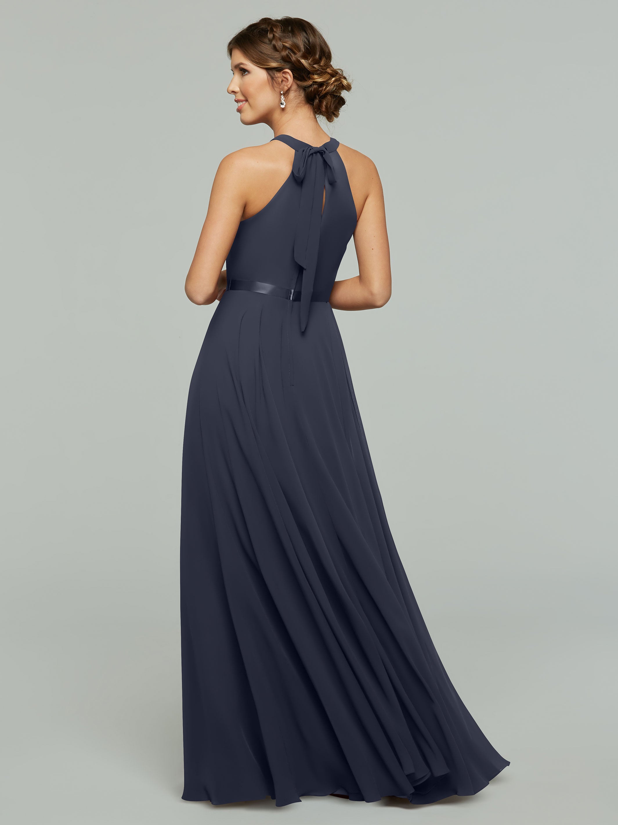 Elegant A-Line Chiffon Bridesmaid Dress with Halter Neckline - Perfect for Weddings, Formal Events & Special Occasions