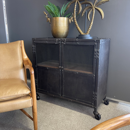 Modern Loft Style Metal Storage Cabinet - Industrial Chic Home & Office Organizer for Living Room, Bedroom, or Workspace