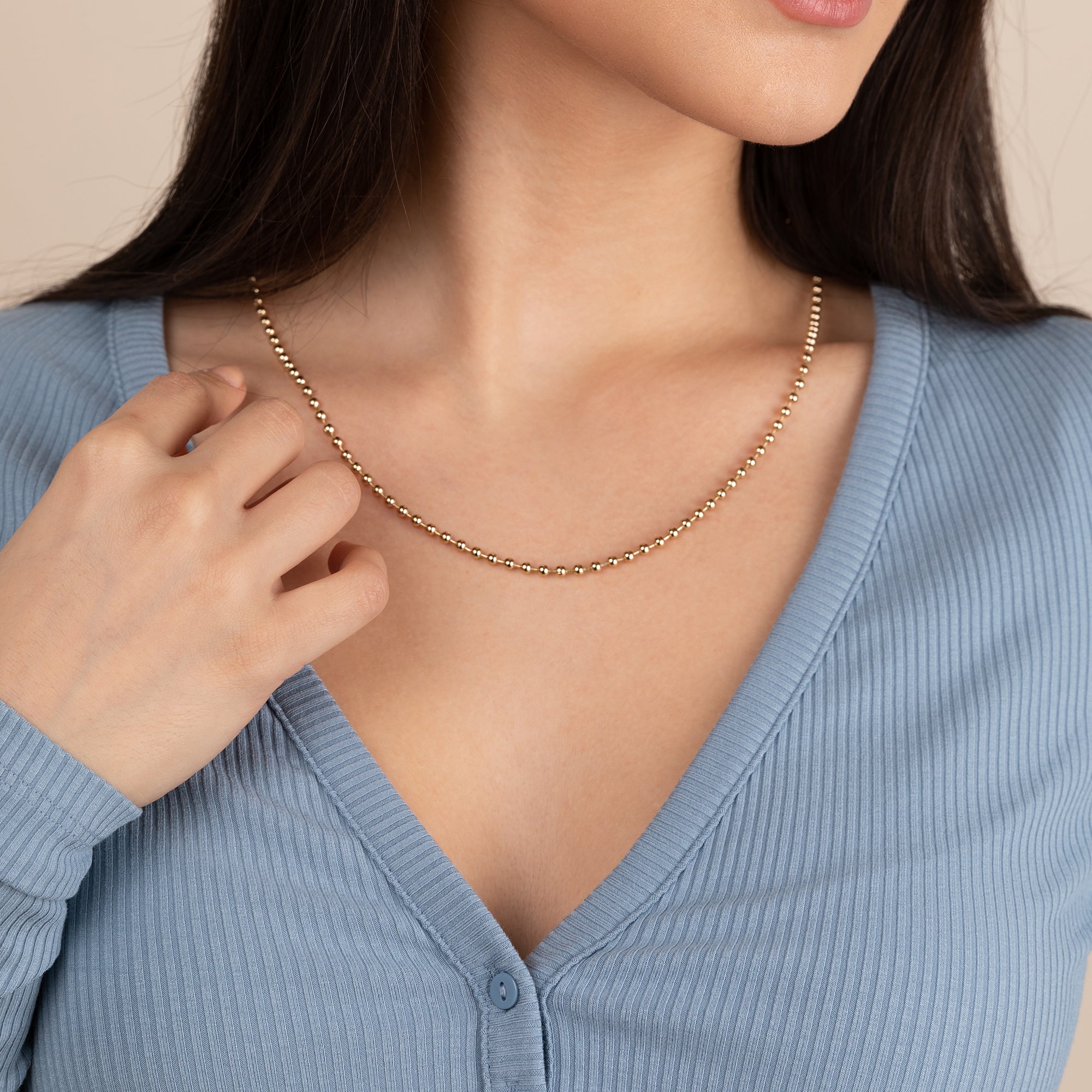 Stylish Gold Ball Chain Necklace for Women & Men - Trendy Layering Jewelry for Everyday Wear, Parties & Gifts