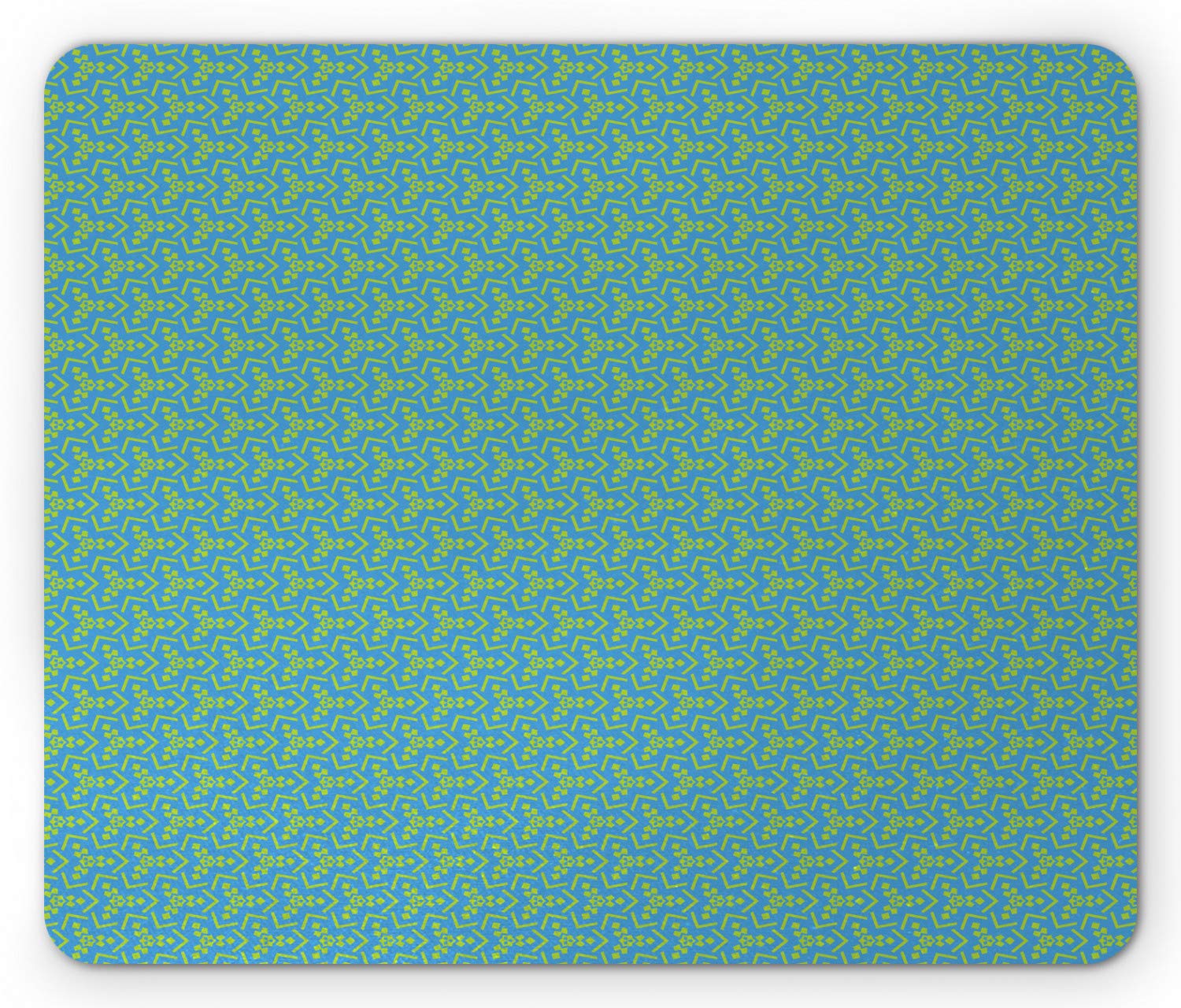 Ambesonne Abstract Geometry Mouse Pad - Non-Slip Rubber Mousepad with Triangle & Square Pattern in Sky Blue, Yellow & Green | Perfect for Office, Gaming & Home Computer Use