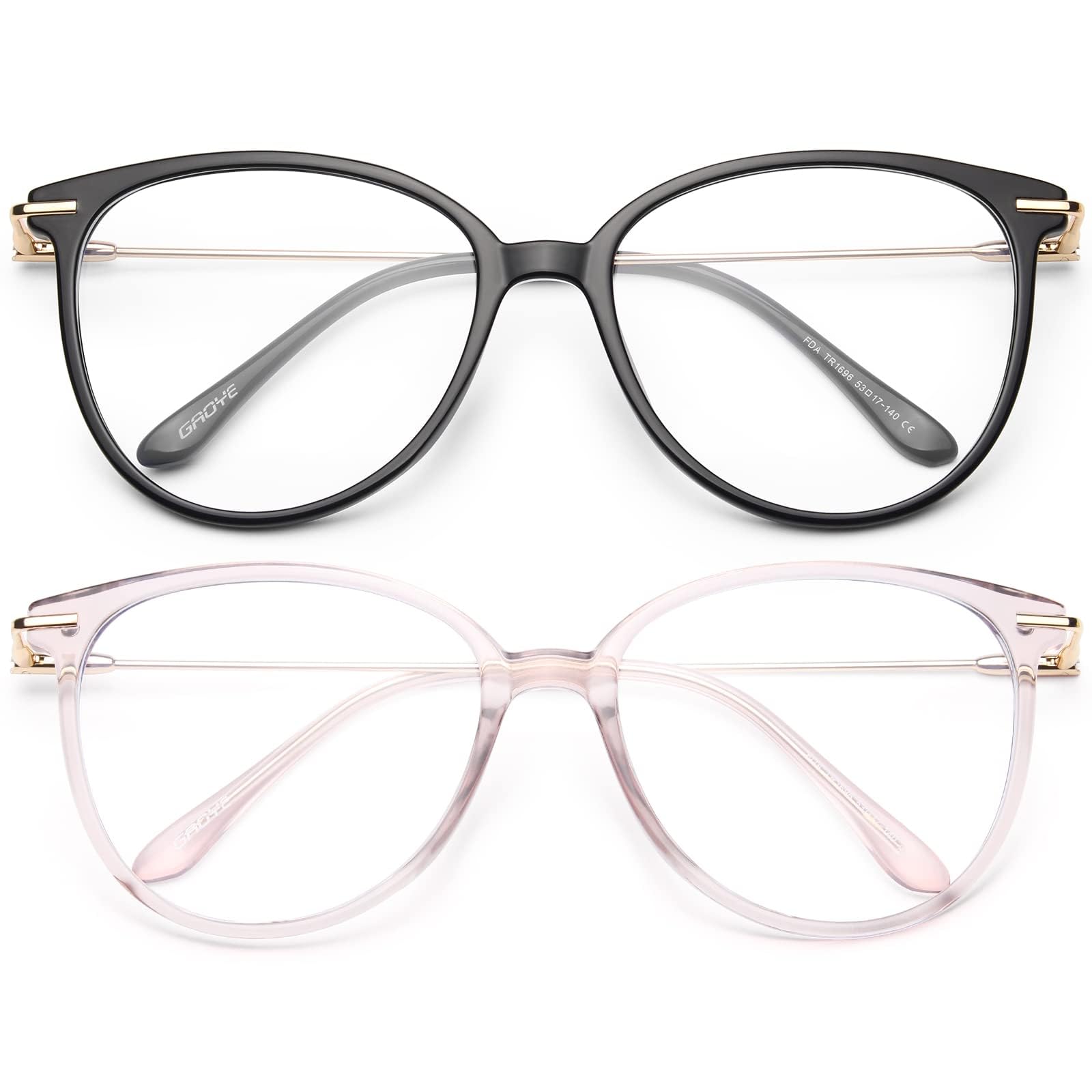 Gaoye Blue Light Blocking Glasses for Women & Men - Stylish Cat Eye Computer Glasses with UV Protection for Gaming & Office Work (Black+Pink) | Reduce Eye Strain from Digital Screens