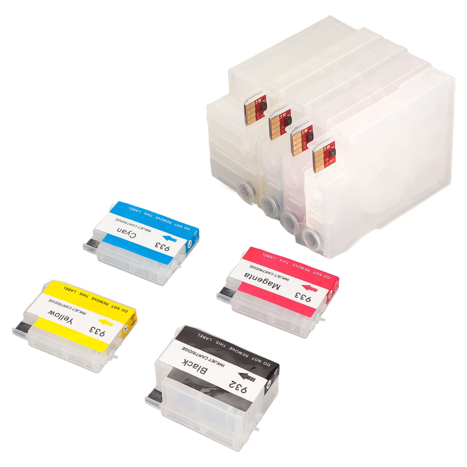 Refillable Ink Cartridge Replacement for HP 6600 6700 7110 7510 7610 Printers - 4 Color PP Cartridges - Perfect for Home & Office Printing Needs