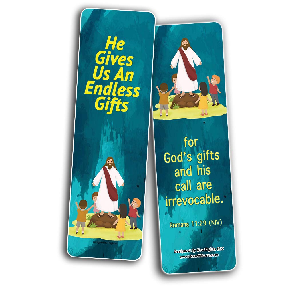 Bible Verse Bookmarks - 12-Pack Christian Gifts for Kids, Stocking Stuffers & Birthdays