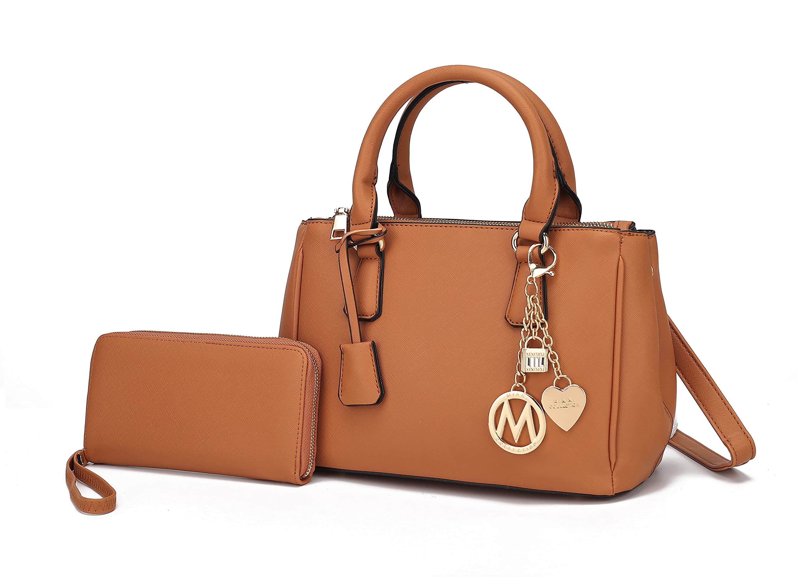 MKF Collection Vegan Leather Satchel Bags for Women - Shoulder Handbag Purse with Detachable Wristlet Wallet | Perfect for Work, Travel & Everyday Use