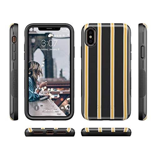 Casely iPhone X/XS Case - Fine Lines Mustard Yellow Pinstripe Protective Cover | Slim Fit, Shockproof & Scratch-Resistant | Perfect for Work, Travel & Everyday Use
