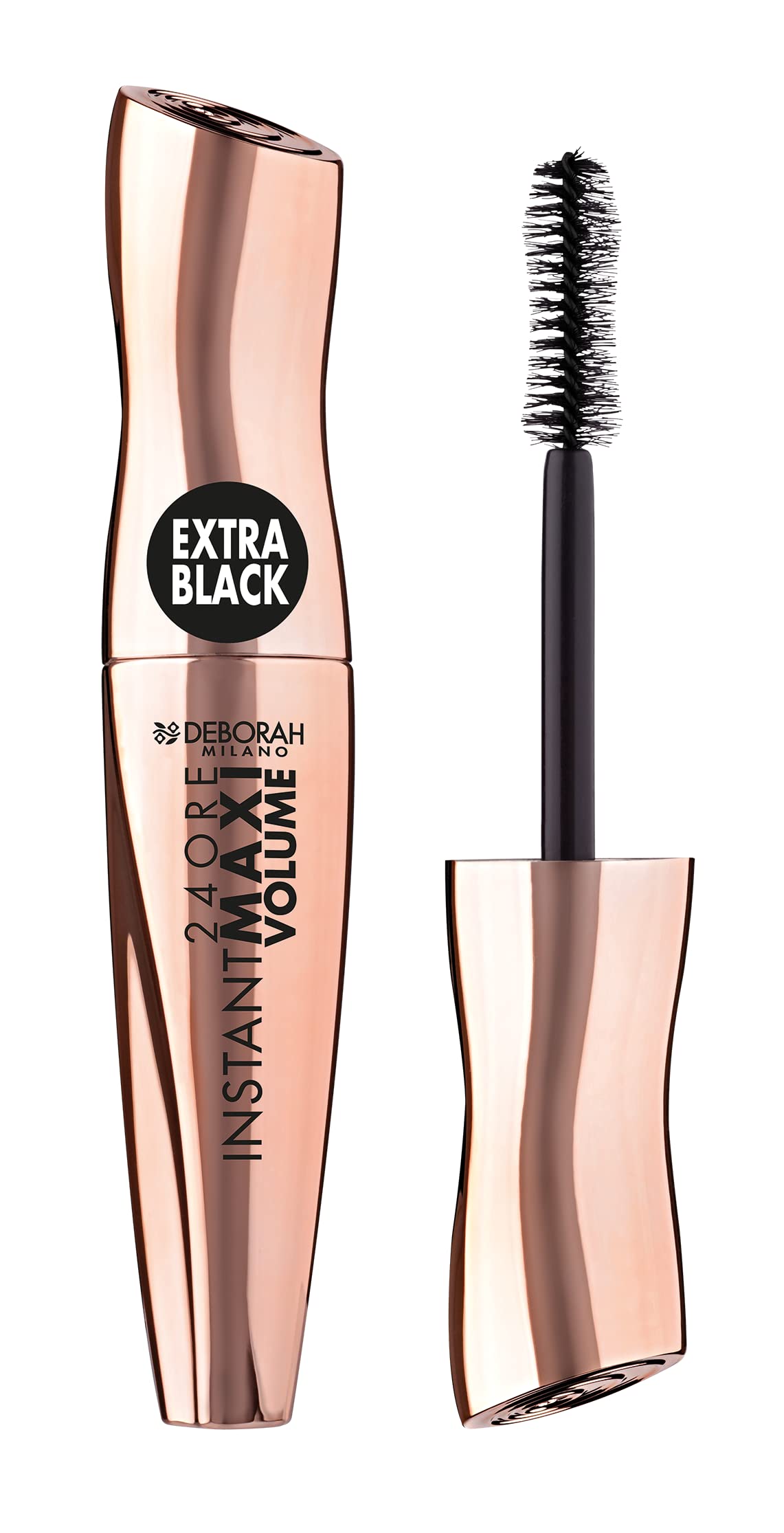 Deborah Milano 24H Instant Maxi Volume Black Mascara 12ml + Dermolab Gentle Biphase Makeup Remover 50ml for Waterproof Eye & Lip Makeup - Perfect for Travel & Daily Beauty Routine
