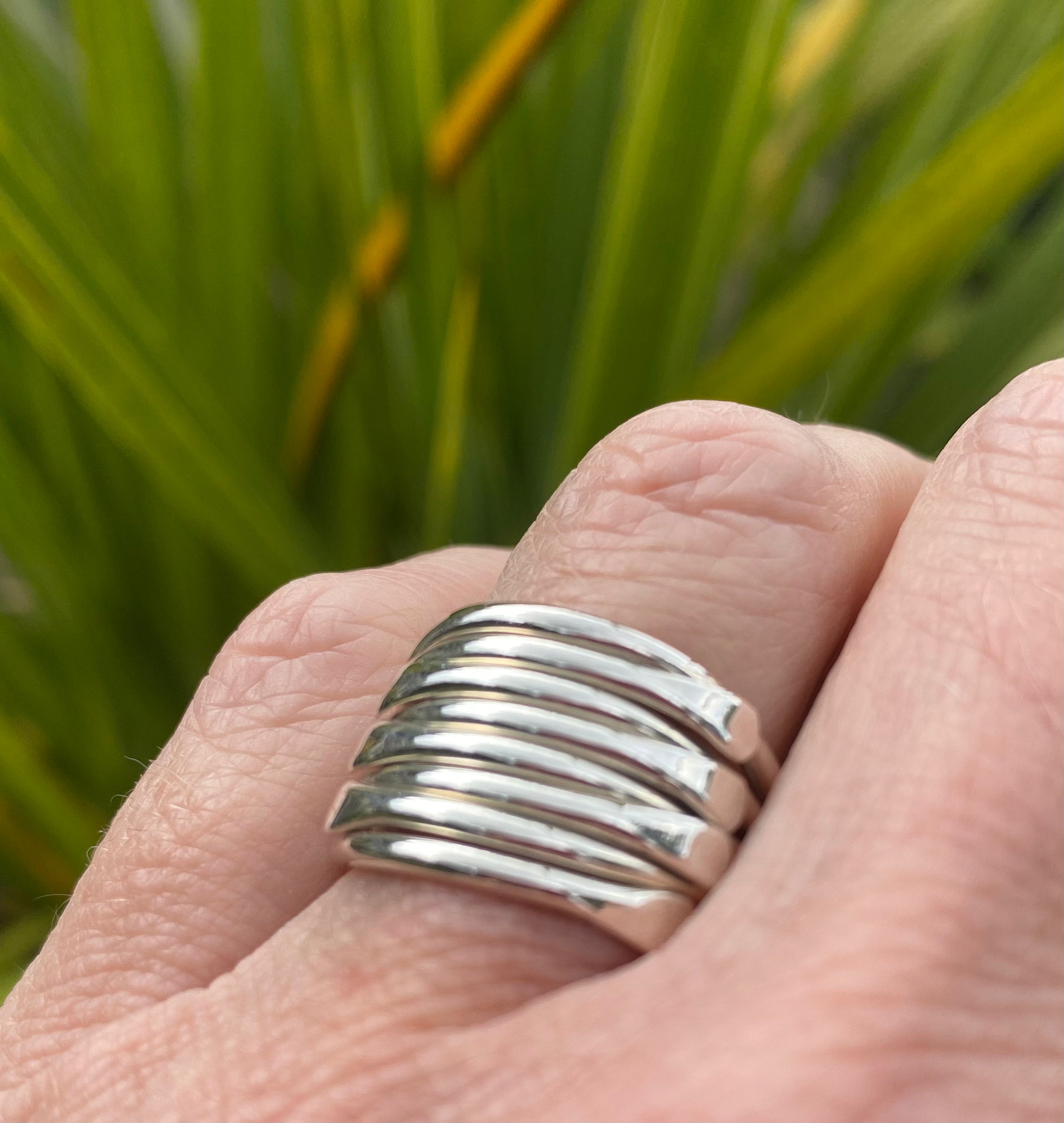 Sterling Silver Stackable Ring Set - Size P (US) - Elegant Minimalist Rings for Women, Perfect for Everyday Wear, Gifts & Layering Jewelry