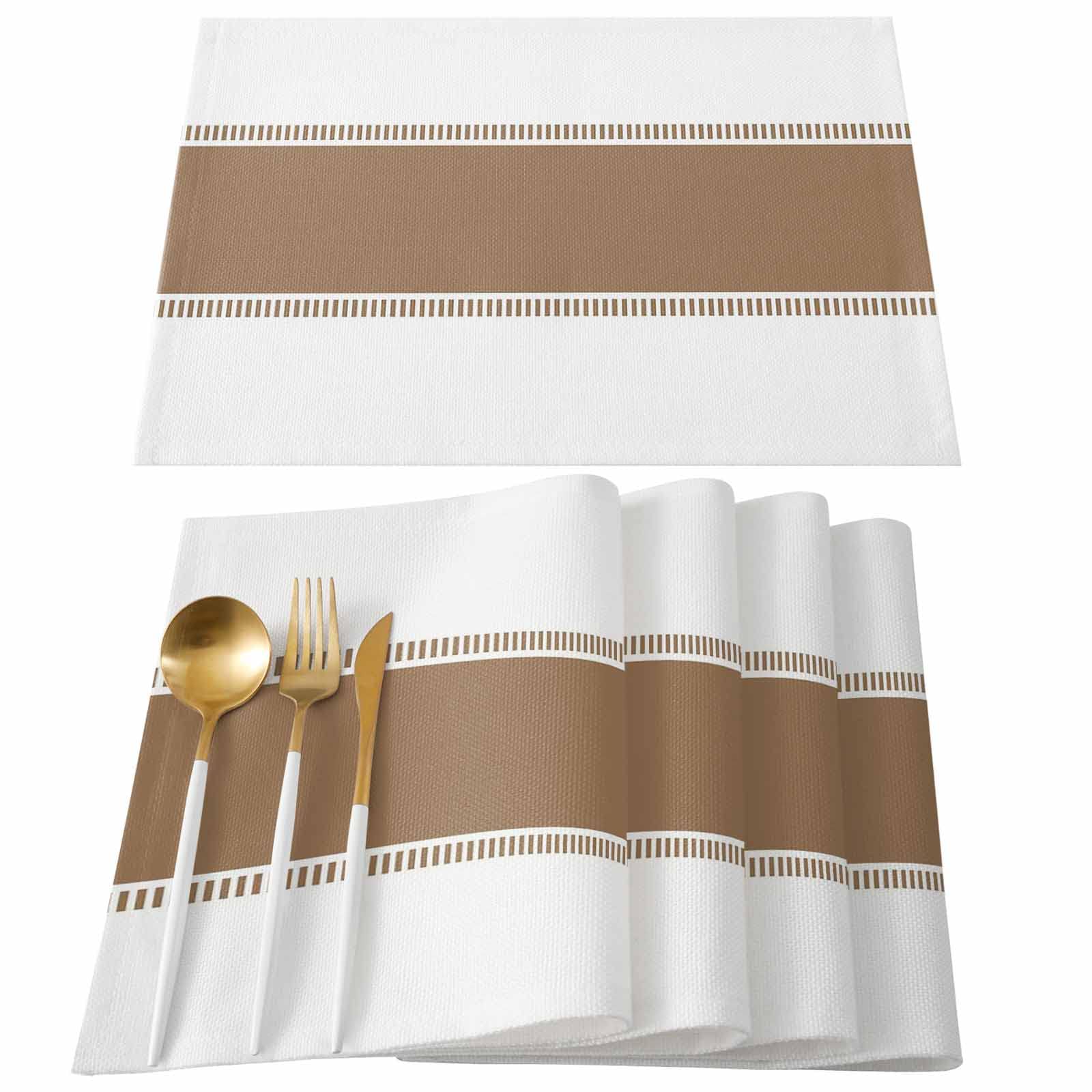 Boho Stripes Cotton Linen Placemats Set of 6 - 13