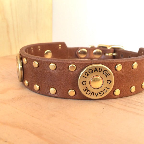 Premium Outlaw Leather Dog Collar - Handmade Genuine Leather Pet Collar with Heavy Duty Buckle for Medium & Large Dogs - Perfect for Training, Walking & Outdoor Adventures