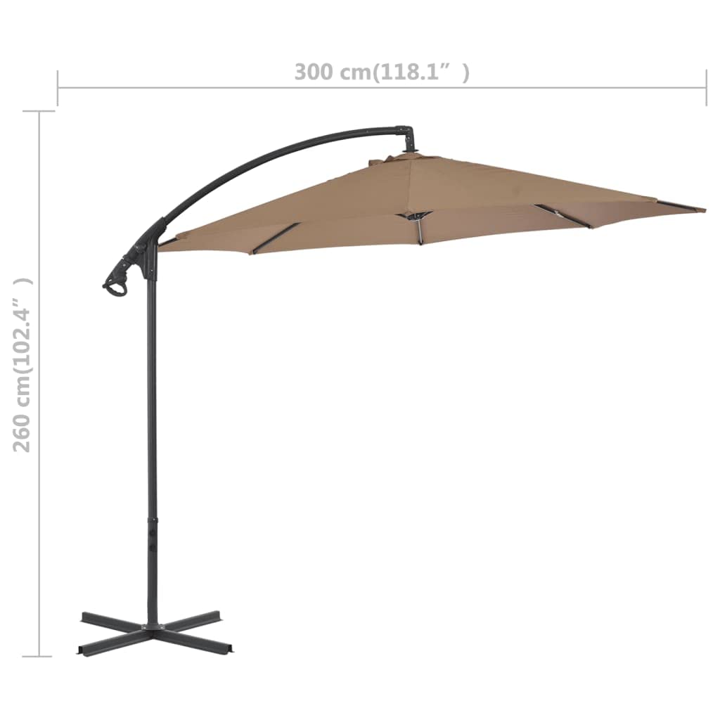 FAMIROSA 10ft Cantilever Umbrella with Heavy Duty Steel Pole - 118.1