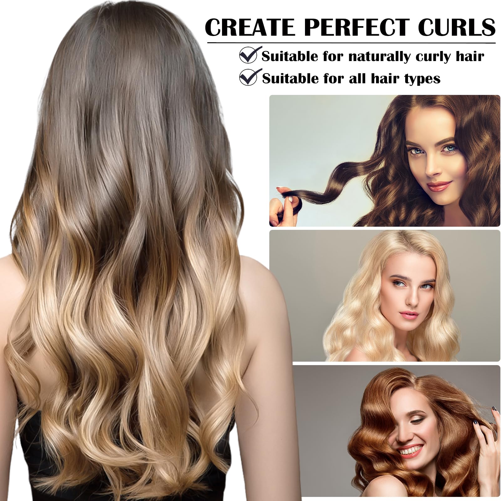 Heatless Hair Curler Set - Soft No Heat Curling Scrunchie & Headband for Long Hair | Overnight Sleeping Rollers | Perfect for Damage-Free Beach Waves & Wedding Hairstyles (Black)