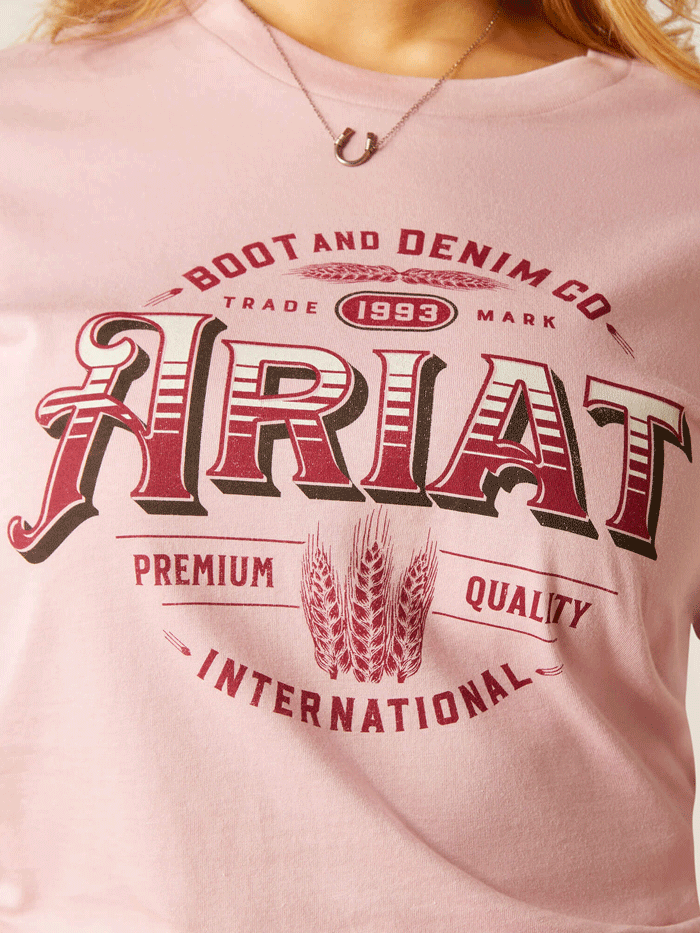 Ariat 10047605 Women's Western Wheat T-Shirt in Dusty Pink - Perfect for Casual Wear, Rodeo Events & Country Style Outfits