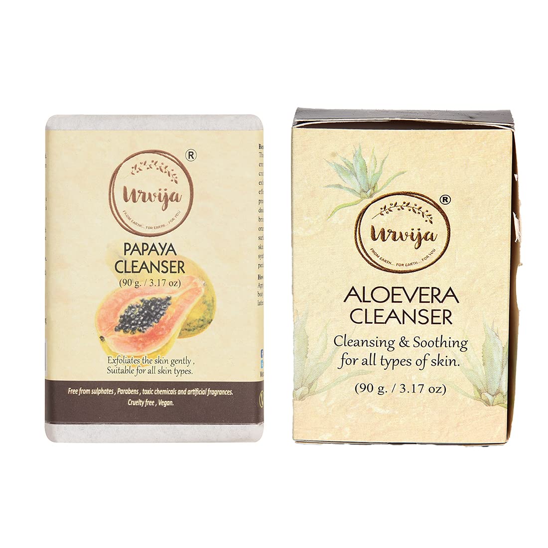Organic Aloe Vera & Papaya Cleansing Soap - Sulfate-Free, Essential Oil Based Handmade Face & Body Wash for Sensitive Skin | Gentle Exfoliation & Hydration | Perfect for Daily Skincare Routine