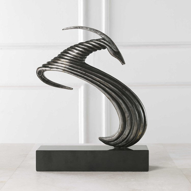 Vintage Animal Metal Sculpture - Handcrafted Solid Iron Statue in Aged Silver Finish | Home Decor, Office Desk Art, Garden Ornament, Unique Gift Idea