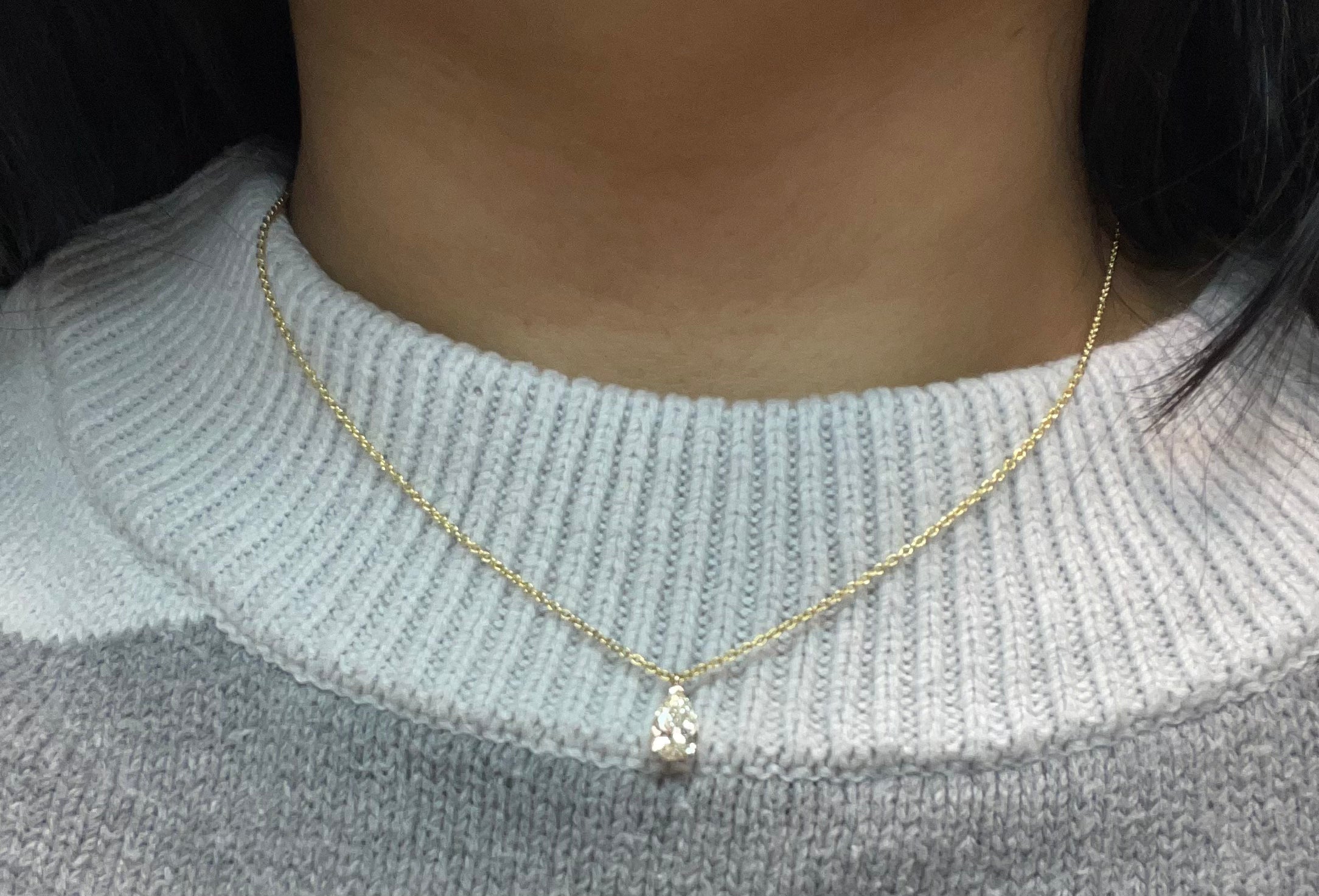 Exquisite Pear Shaped Lab Grown Diamond Solitaire Pendant Necklace - Perfect for Weddings, Anniversaries & Special Occasions