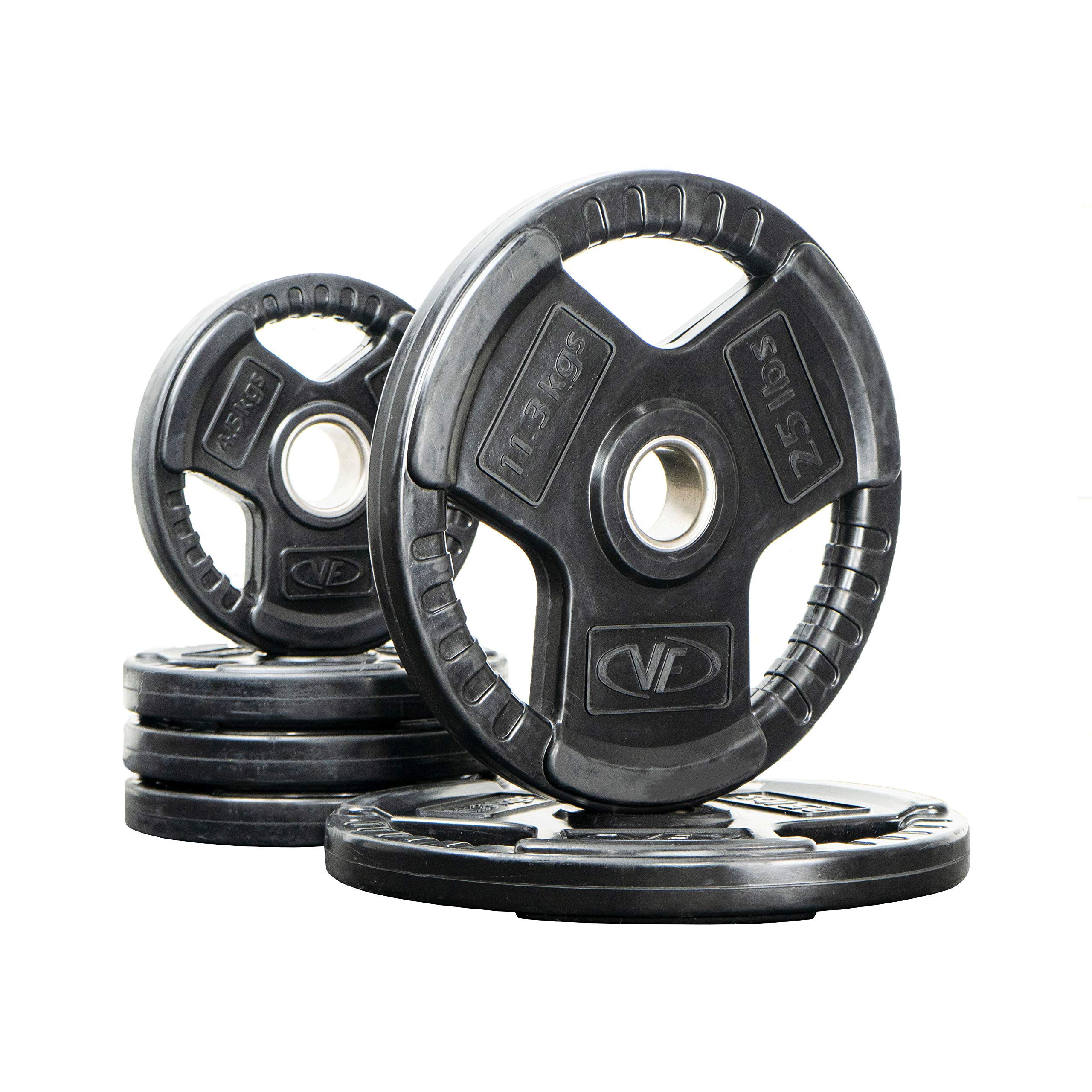 Valor Fitness OP Olympic Weight Plates - Coated Rubber Weights Set with Grips for Home Gym | Durable Barbell Weights for Strength Training & CrossFit Workouts