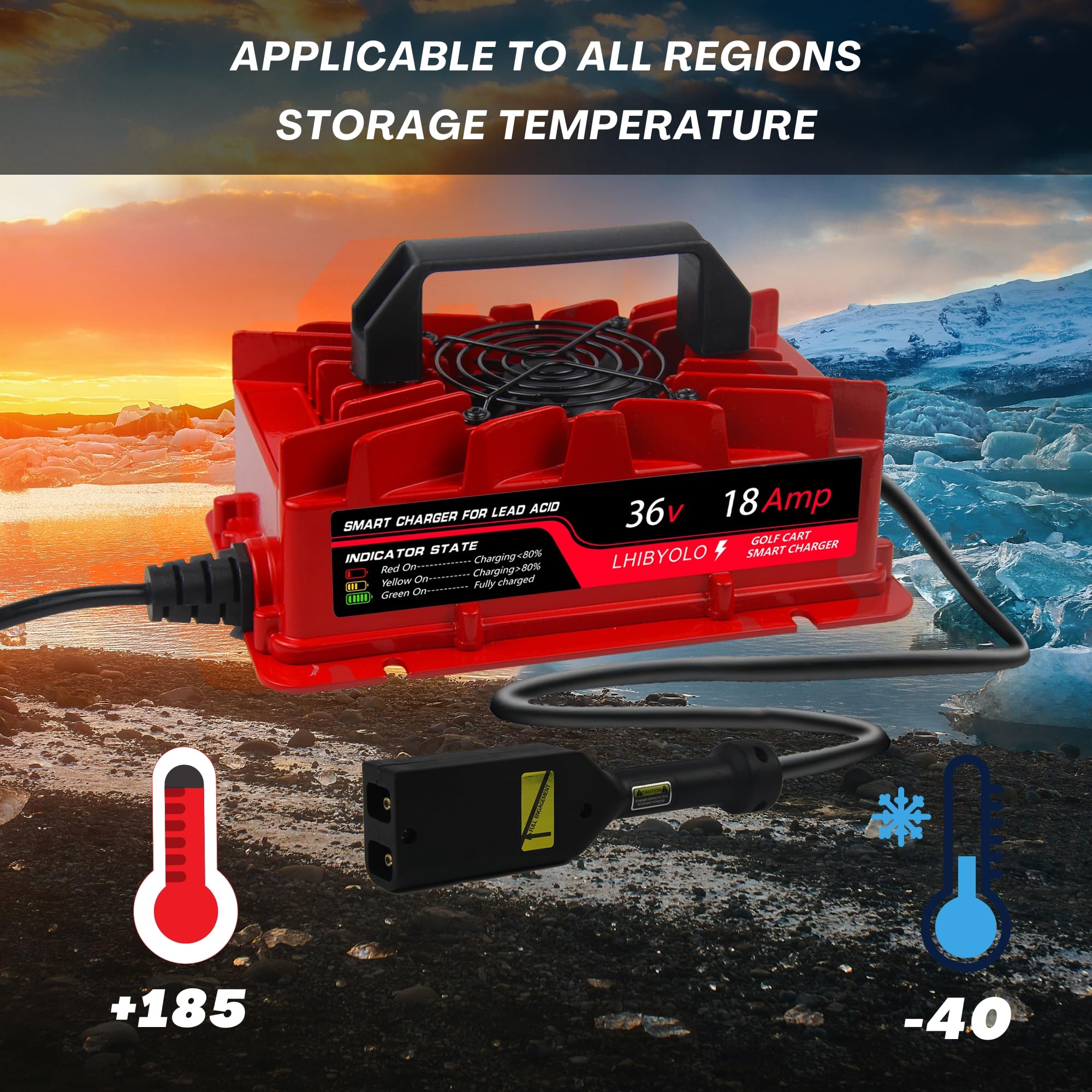 36V Golf Cart Battery Charger for EZGO TXT - 18AMP Fast Charging (4-6 Hours) with Type EZGO Plug | Compatible with 36 Volt Golf Carts | Perfect for Home, Course & RV Use