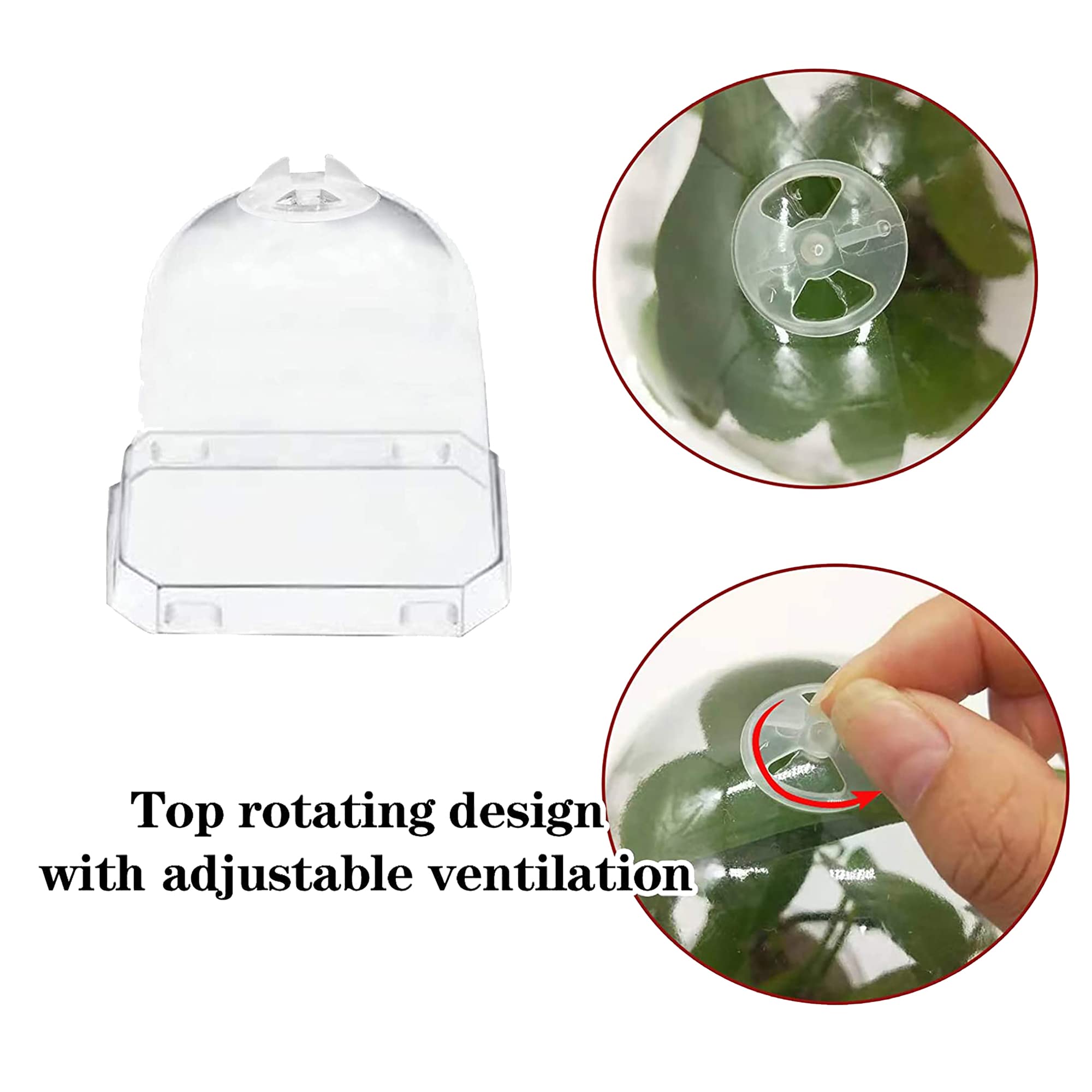 EBaokuup 4 Inch Clear Plastic Plant Nursery Pots with Humidity Dome - 10 Pack Gardening Containers with Drain Holes for Seedlings, Vegetables, Succulents & Cuttings - Ideal for Indoor Gardening, Greenhouse Planting & Home Garden Starters