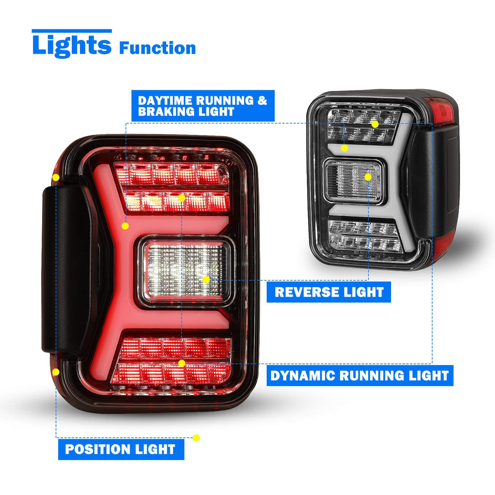 Nixon Offroad LED Tail Lights for 2019-2021 Jeep Gladiator JT - Clear Lens Replacement Tail Light Assembly (1 Pair) - Enhance Visibility & Style for Off-Road Adventures & Night Driving