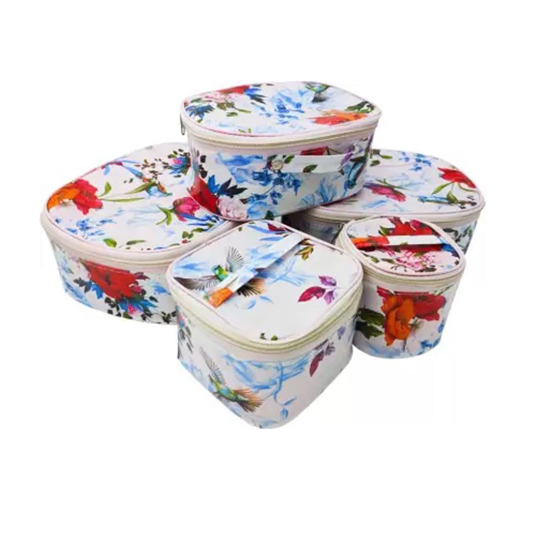 **Ayushman Enterprise 5-Piece Multicolor Vanity Box Set - Makeup Organizer, Jewelry & Bindi Storage for Women & Girls | Perfect for Dressing Table, Travel & Gift**