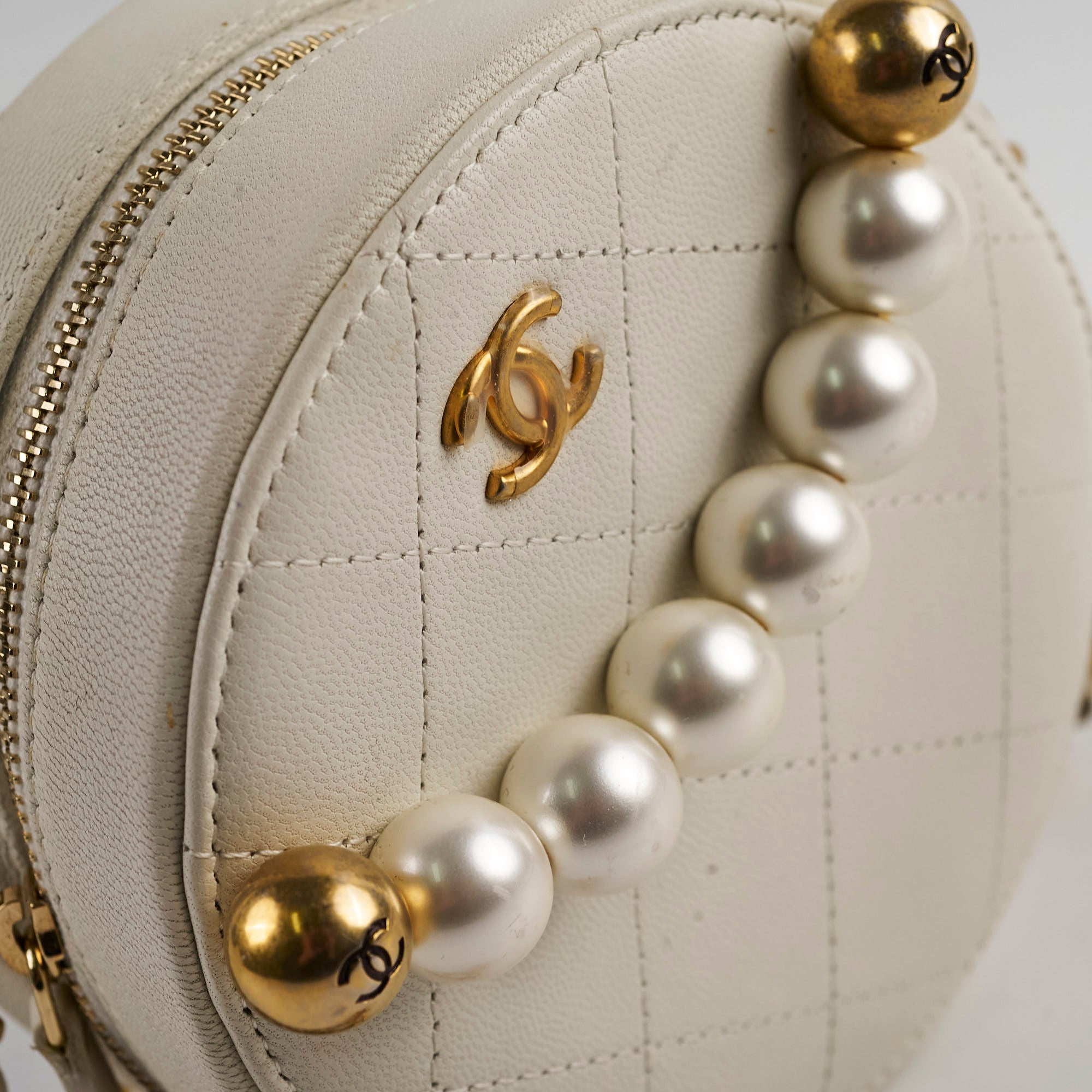 Chanel White Pearl Round Bag - Luxury Designer Handbag for Women | Perfect for Parties, Weddings & Special Occasions