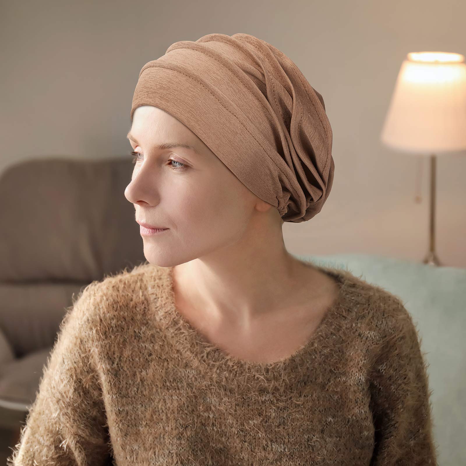 Geyoga 6 Pack Women's Slouchy Beanie Hats - Soft Stretchy Polyester Chemo Caps for Hair Loss, Cancer Patients & Sleeping - Comfortable Headwear for Winter & Indoor Use