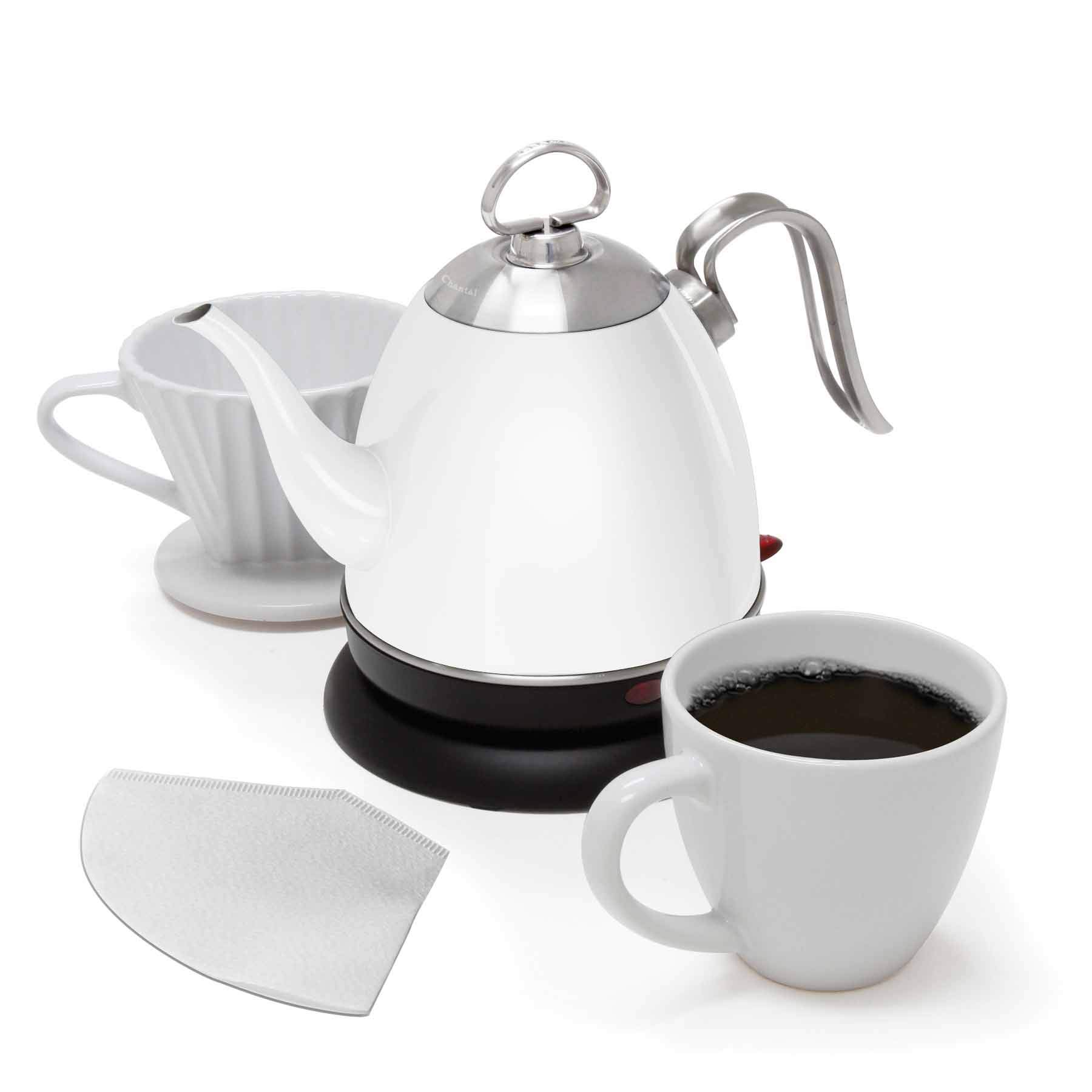 Chantal Mia 32 oz Electric Kettle - Fast Boiling, Auto Shut-Off & Boil-Dry Protection - Perfect for Tea, Coffee & Instant Meals - White (Ideal for Home, Office & Dorm Use)