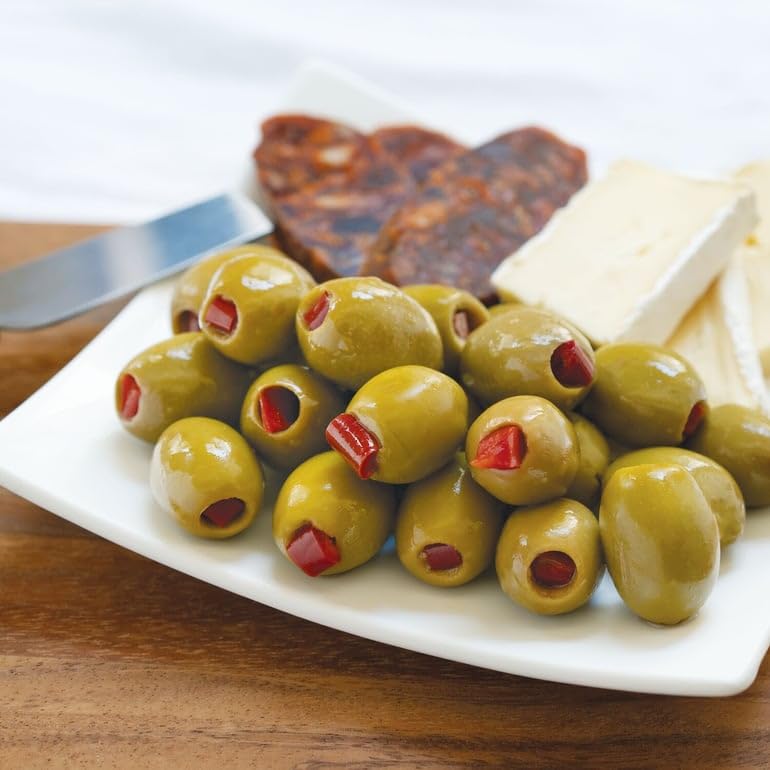 Divina Stuffed Olives with Red Peppers, 13.4 oz Jar (Pack of 1) | Premium Mediterranean Snack for Charcuterie Boards, Salads & Cocktails