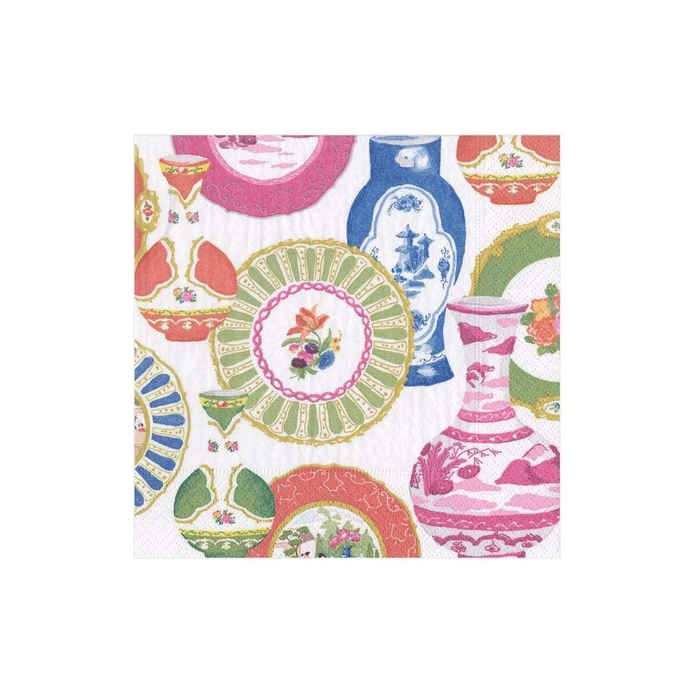 Premium Caspari Meissen Cocktail Napkins - 4 Packs of 20 Elegant Paper Napkins for Parties, Weddings & Dinner Decorations