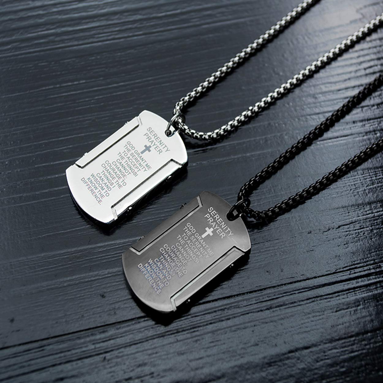 Bible Verse Dog Tag Necklace - Lord's Prayer Cross Pendant with 24